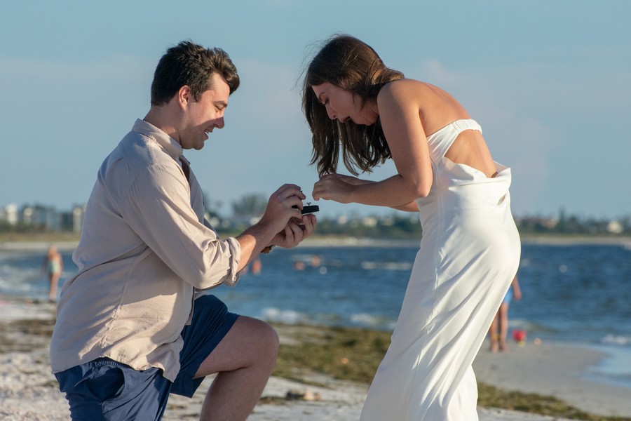 surprise proposal photography on Florida beach